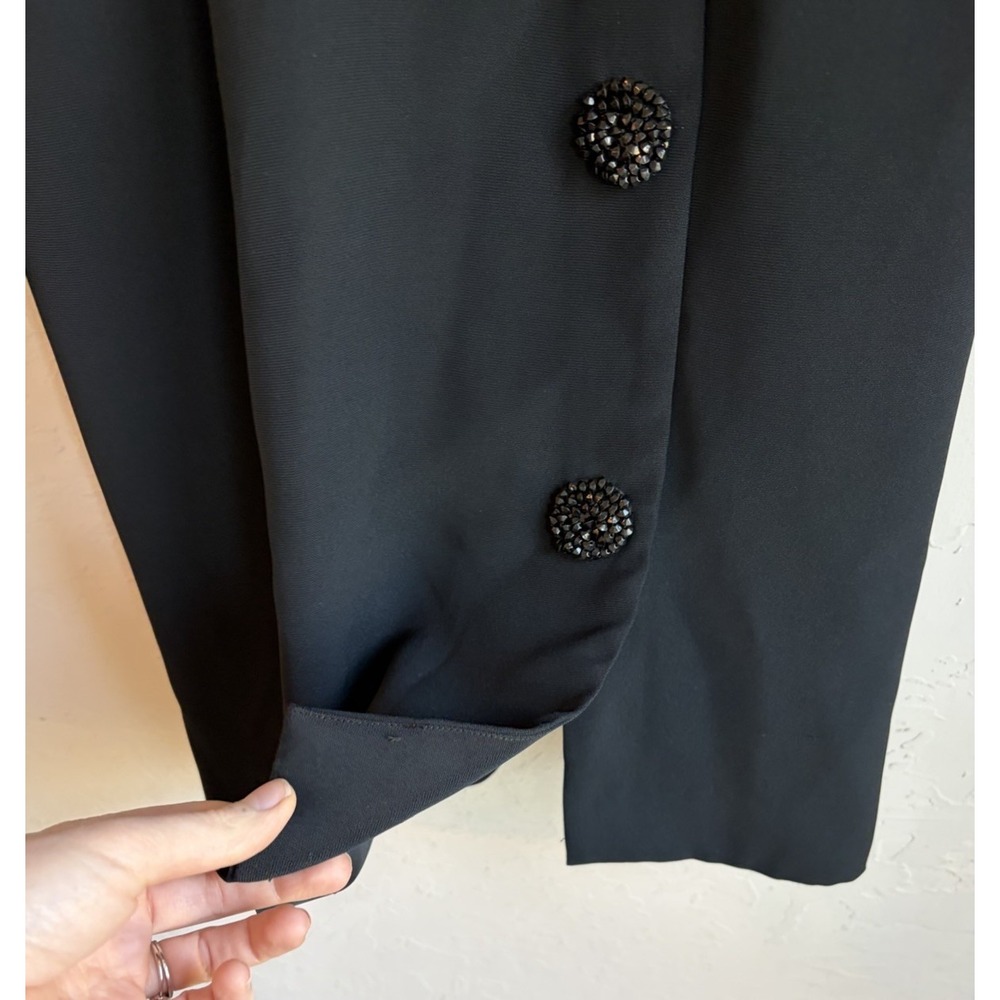 Vintage 80s Victoria Royal Black Beaded Dress 4 Dark Romantic Hong Kong Couture - Picture 13 of 15